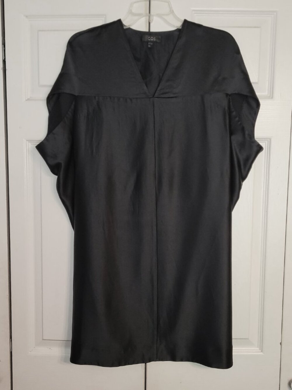 COS Satin V Neck Batwing Mini Dress 34 - Picture 3 of 6